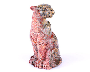 5.0" Leopard Skin Jasper Hand Carved Crystal Leopard Sculpture