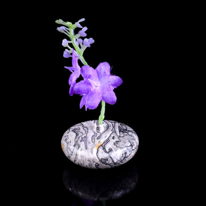 1.7" Natural Gemstone Hand Carved Crystal Vase, Incense Holder Sculpture