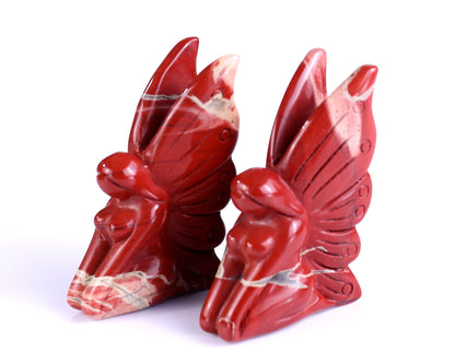 3.0" Red Jasper Hand Carved Crystal Flower Faerie Sculpture