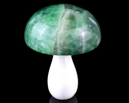 80mm Fluorite Hand Carved Crystal Mushroom Sculpture