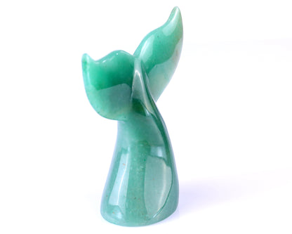 4.2" Green Aventurine Hand Carved Crystal Whale Tail