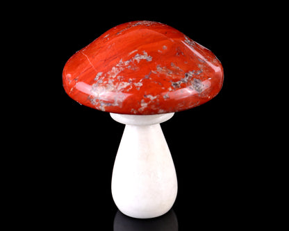 70mm Red Jasper Hand Carved Crystal Mushroom Sculpture