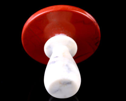 70mm Red Jasper Hand Carved Crystal Mushroom Sculpture