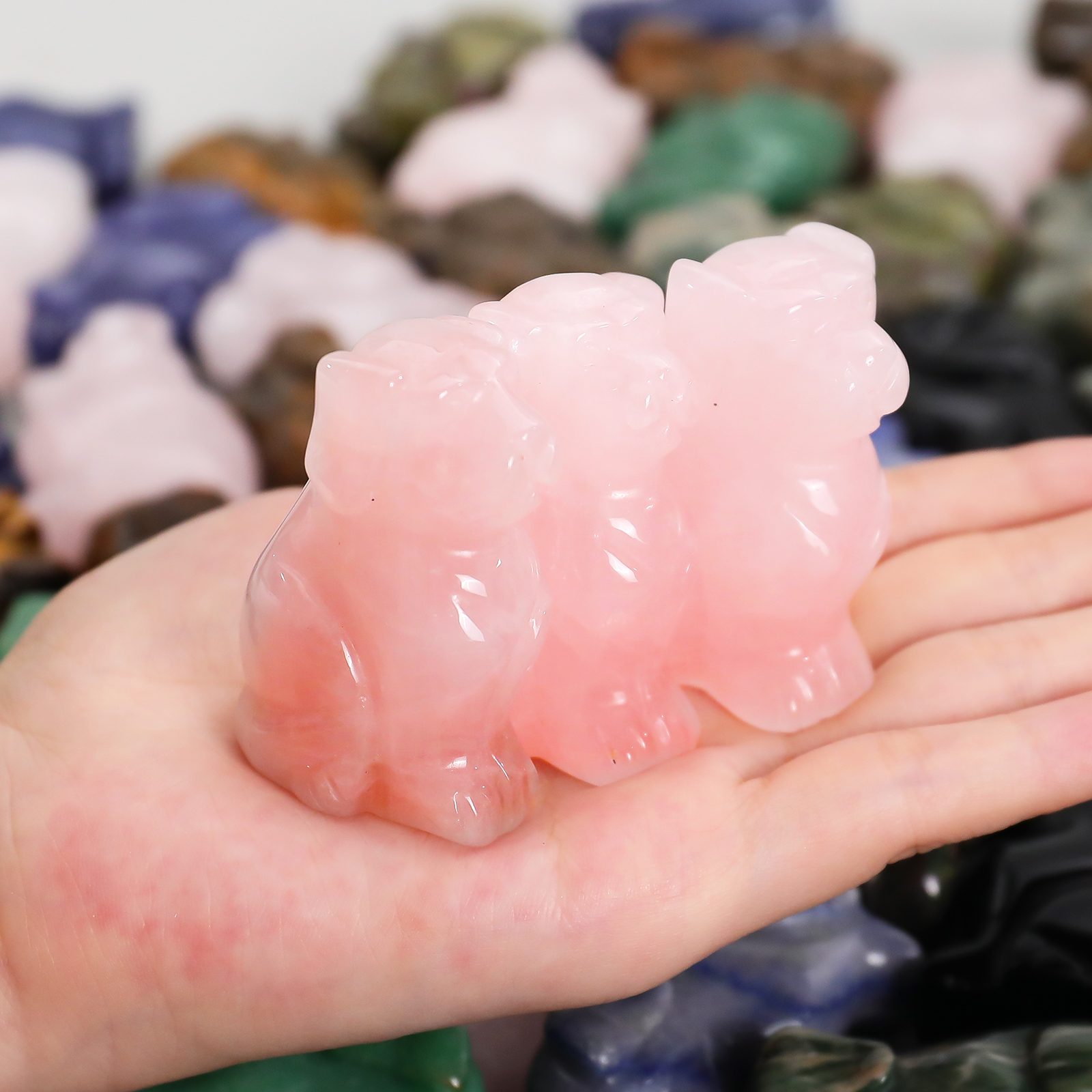 Natural Agate Stone Carved Small Dog Decor, Cute Dog Sculpture for fengshui