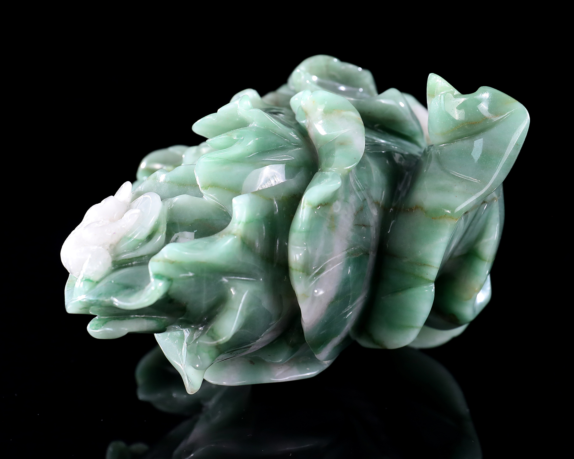 15" Green Aventurine Cabbage Sculpture – Hand-Carved Gemstone with "Hundred Wealth" Meaning