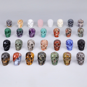 Wholesale Natural Gemstone Skull Bone Carving Healing Quartz Stone Crystal Crafts Collectible Decor for Souvenirs