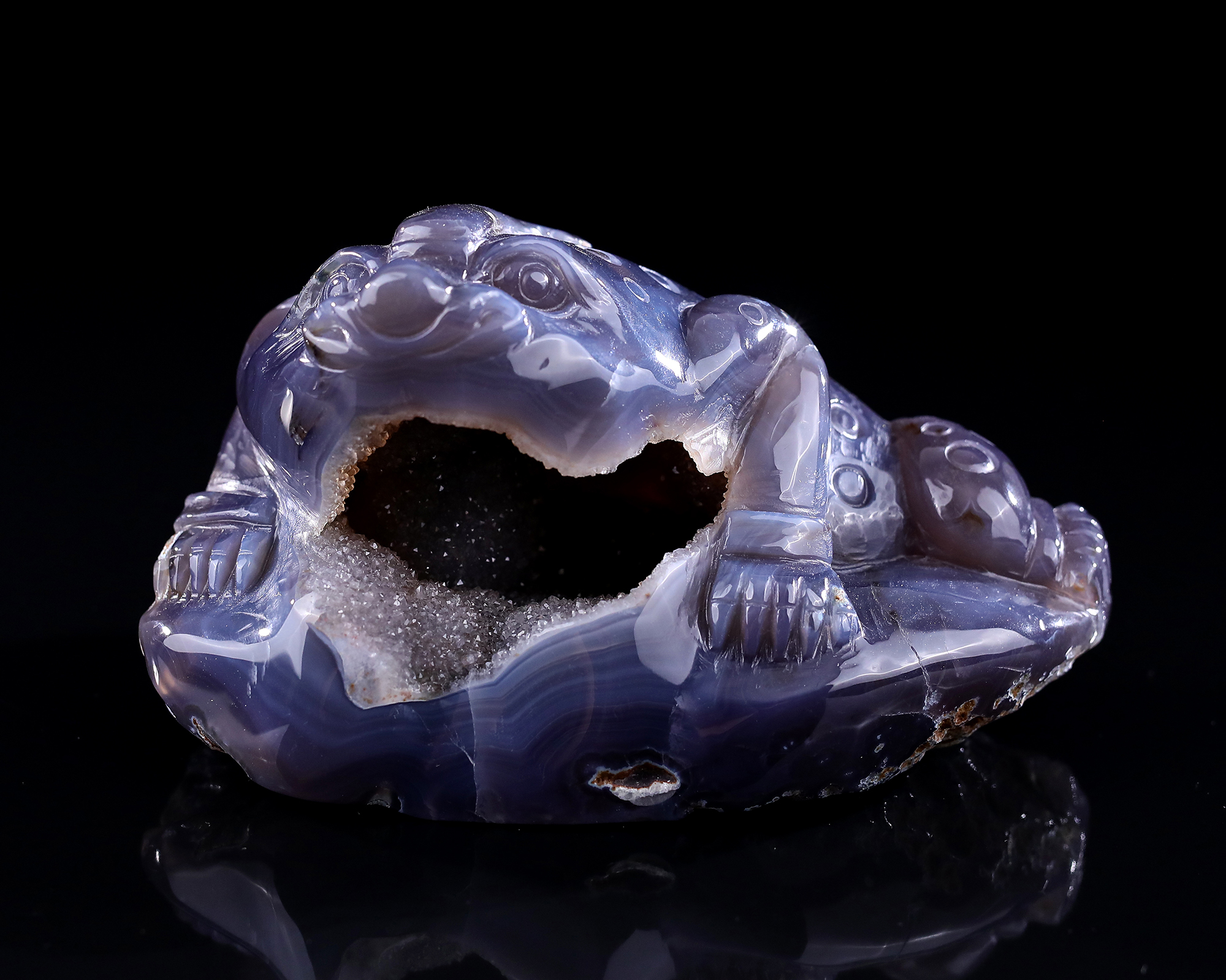 6.9" Hand-Carved Agate Golden Toad Sculpture - Lucky Wealth Charm for Wealth & Prosperity