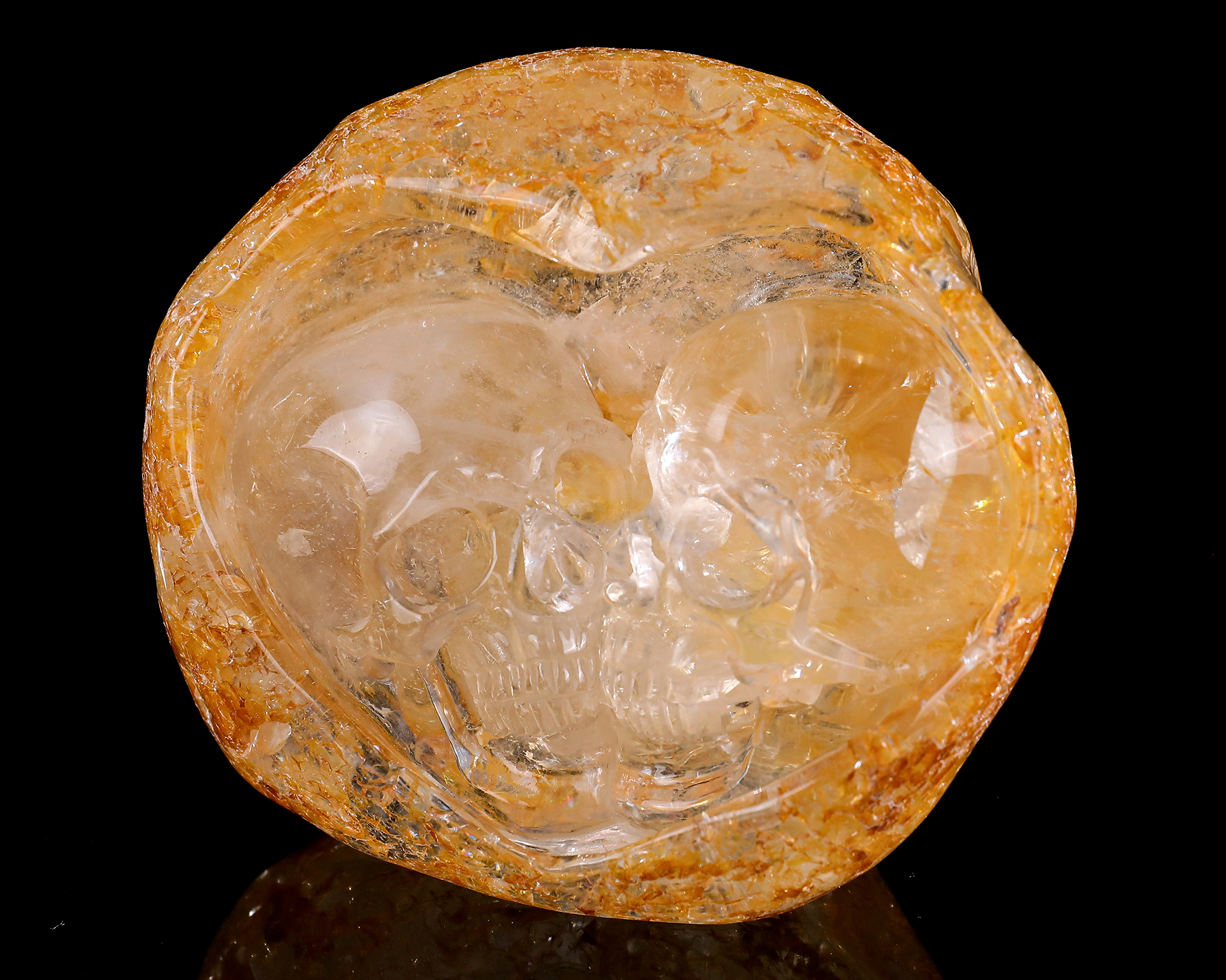 4.6-inch Clear Quartz Double Skulls – Artisanal Crystal Sculpture of Connection & Mystique