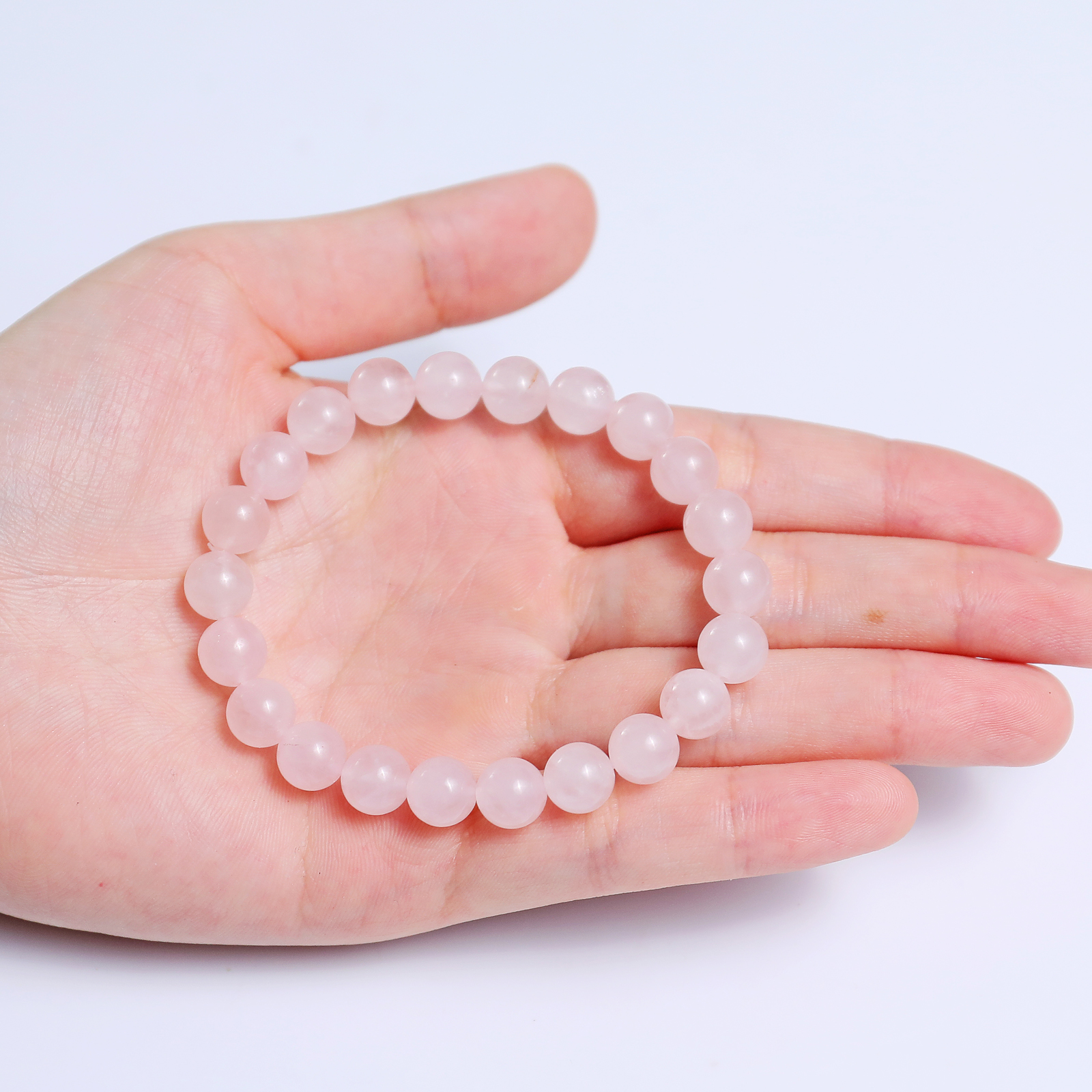 Natural Rose Quartz Crystal Bead Bracelet,Healing Energy Bracelet