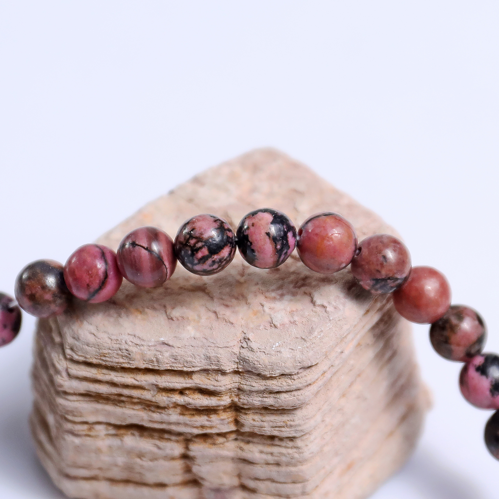 Natural Rhodonite Crystal Bead Bracelet,Healing Energy Bracelet