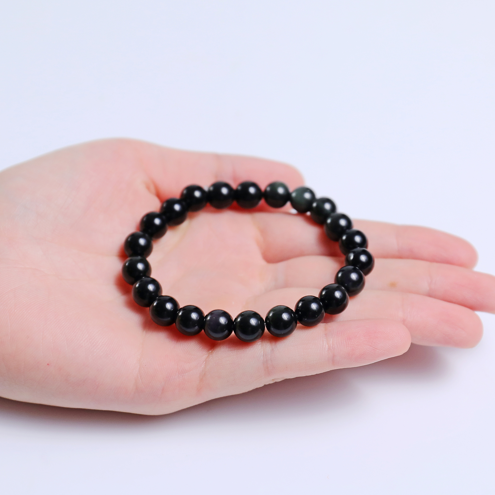 Natural Black Onyx Crystal Bead Bracelet,Healing Energy Bracelet