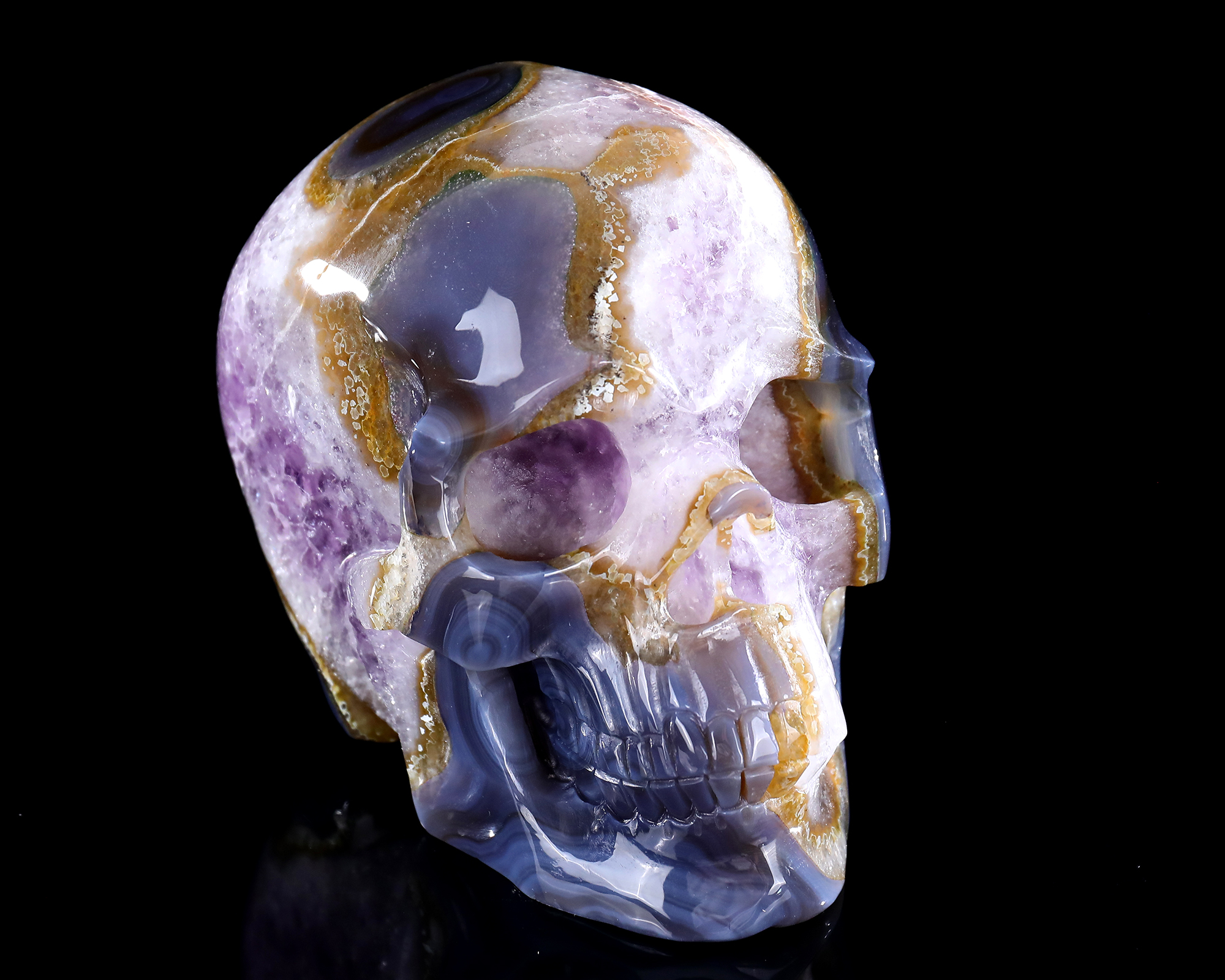 7-inch Hand-Carved Natural Amethyst Cluster Skull - Crystal Artwork for Decor & Healing
