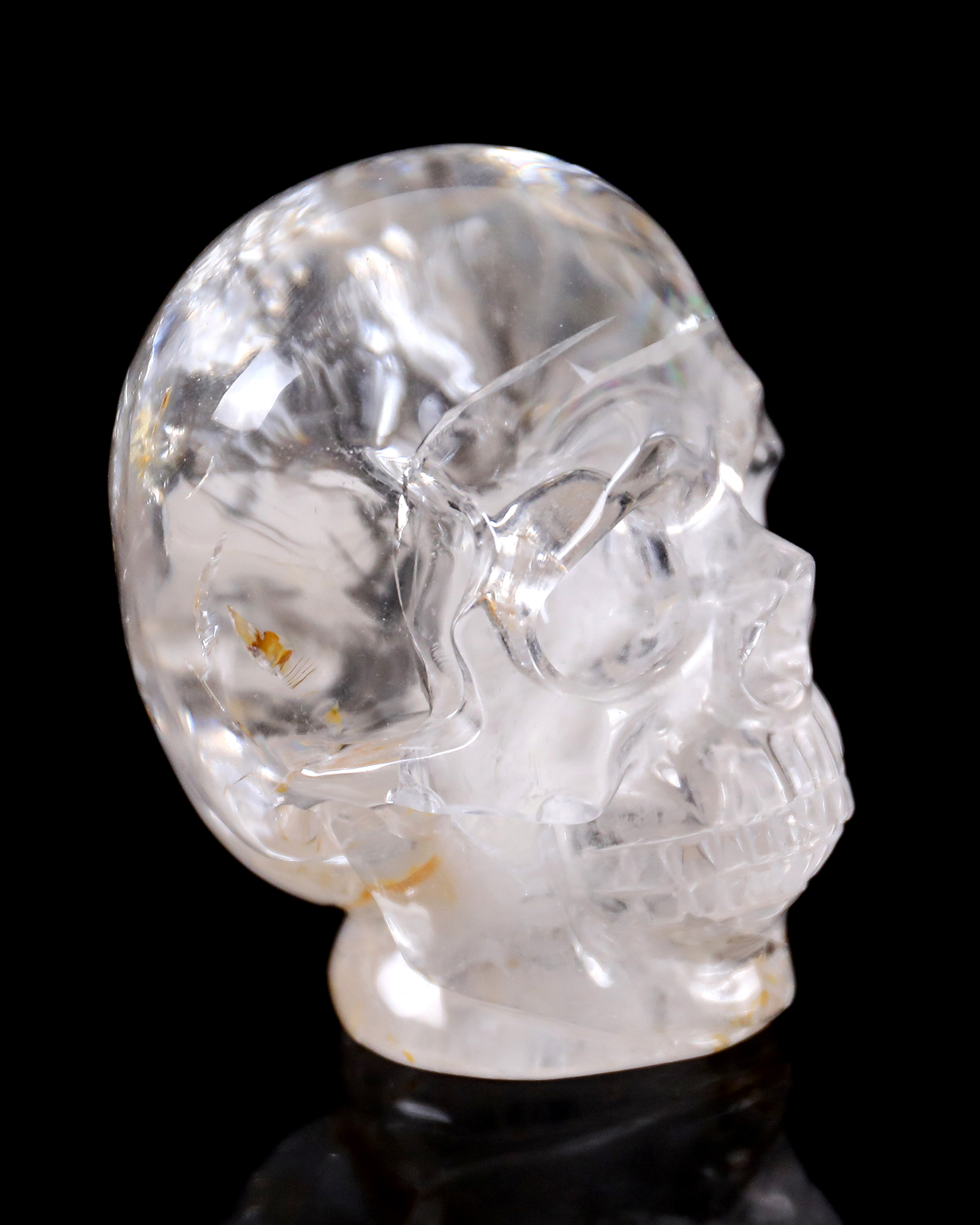 Hand-Carved Clear Quartz Skull-Ultra-Transparent Color & Artisanal Crystal Craft