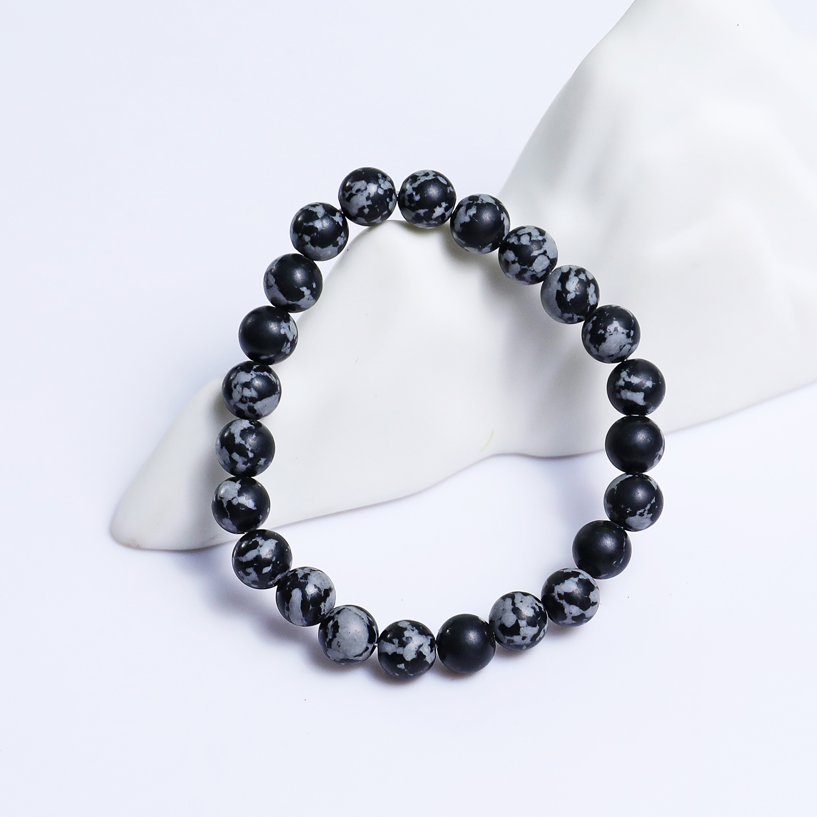 Natural Snow Flake Agate Crystal Bead Bracelet,Healing Energy Bracelet