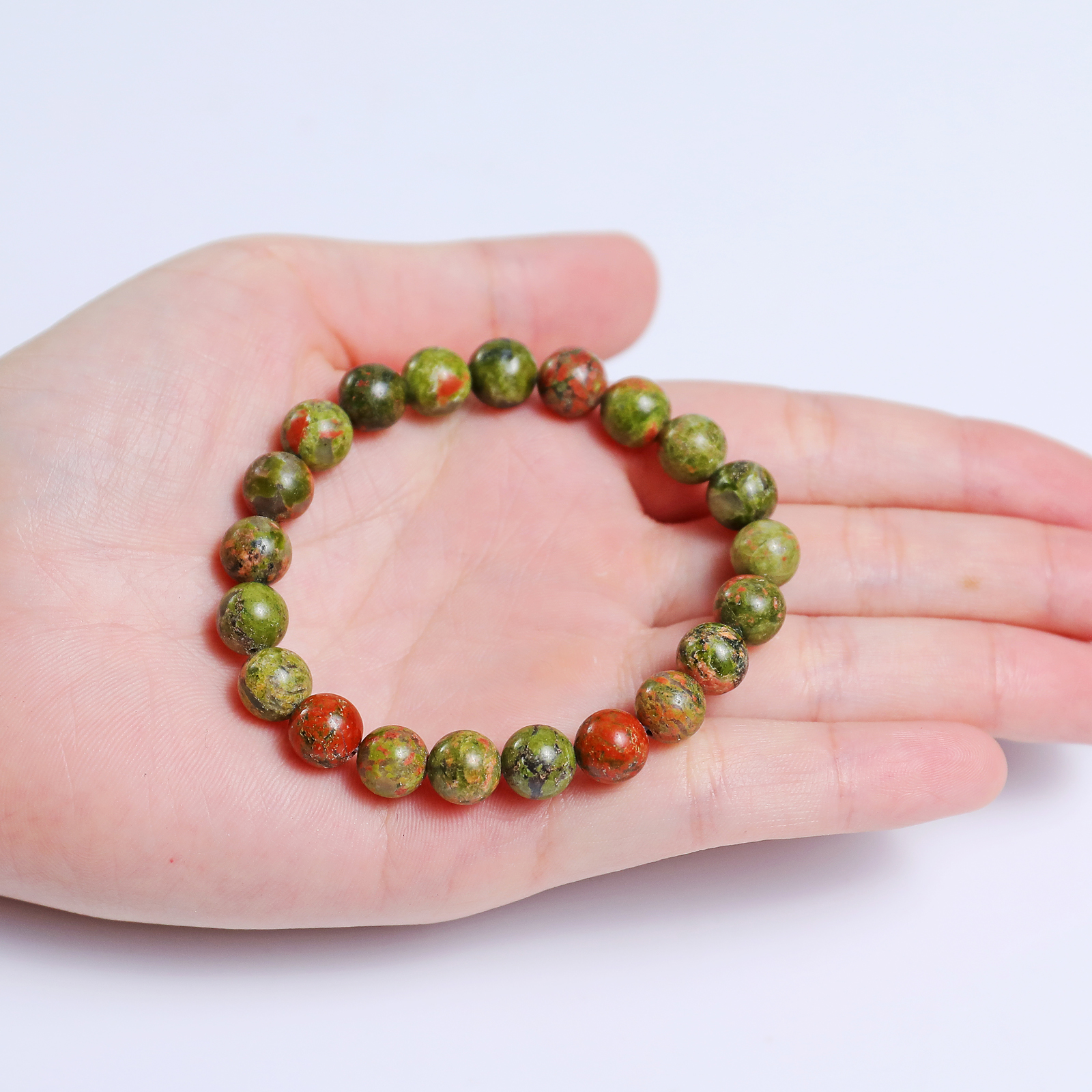 Natural Unakite Crystal Bead Bracelet,Healing Energy Bracelet