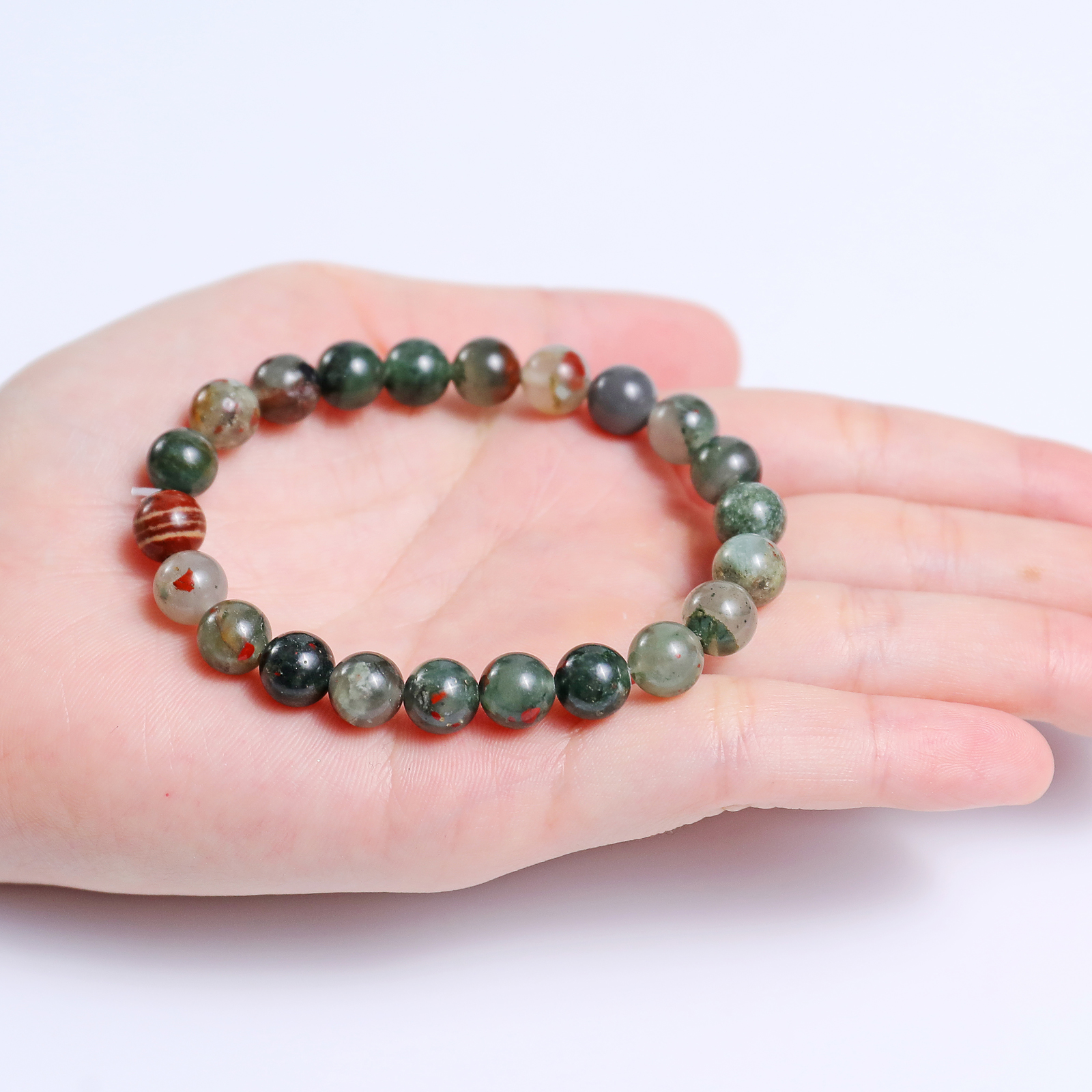 Natural Blood Stone Crystal Bead Bracelet,Healing Energy Bracelet