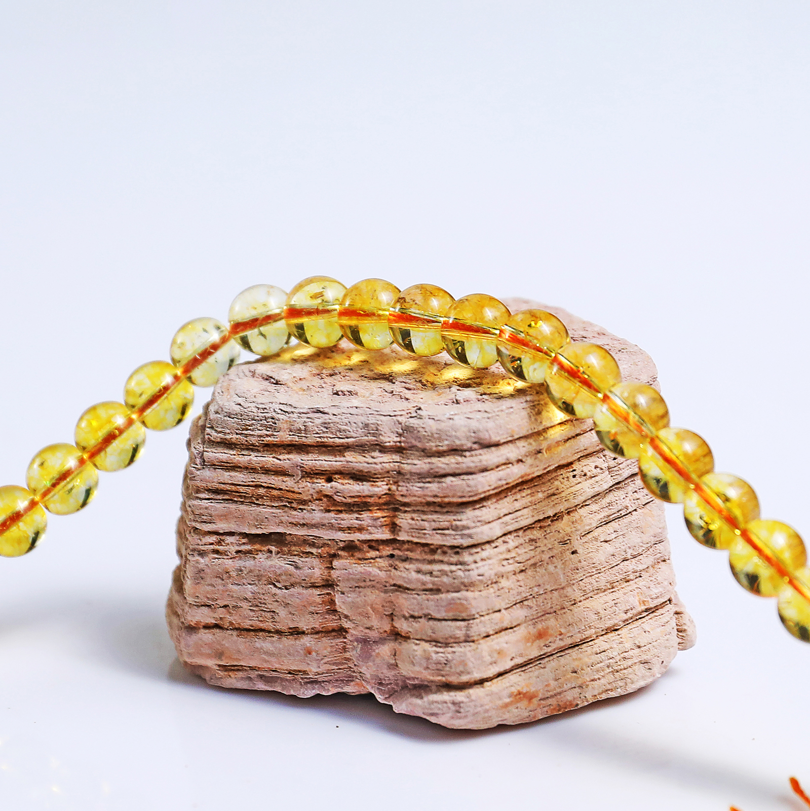Natural Citrine Crystal Bead Bracelet,Healing Energy Bracelet