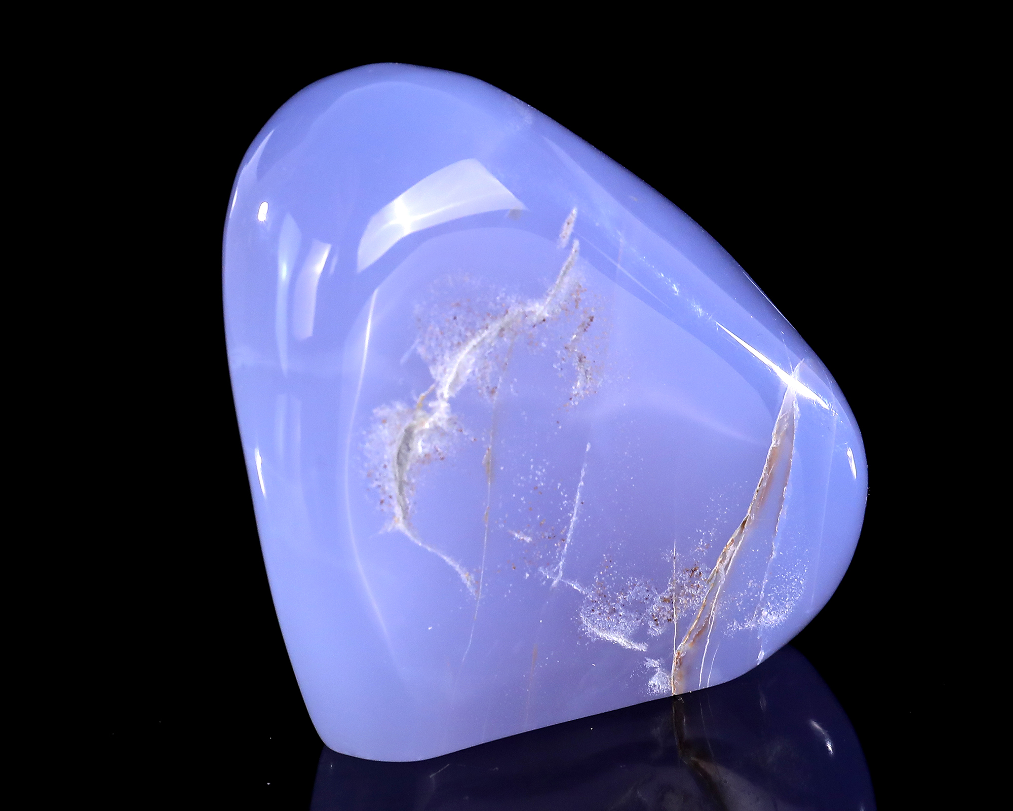 Natural Blue Chalcedony Gemstone Crystal Polished Stone, Healing Stone for Home Decor, Reiki Stone, Free Form Palm Stone