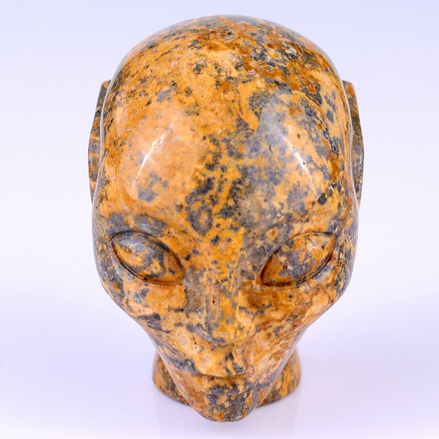 2.9" Leopard Skin Jasper Crystal Elf Alien – Hand Carved Gemstone Fine Art Sculpture for Healing