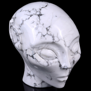 3.9" Howlite Elf Alien Skull – Hand Carved Natural Crystal Sculpture