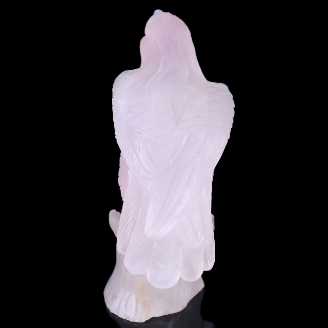6.7" Rose Quartz Hand Carved Crystal Parrot Sculpture - Healing Crystal Decor