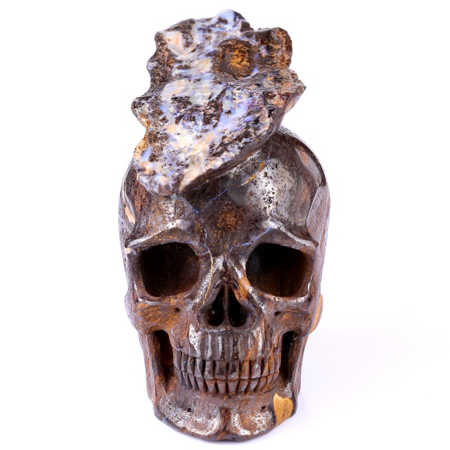 Unique 6.4" Opal Crystal Skull – Hand Carved Realistic Gemstone Sculpture for Collectors, Healing, And Home Décor