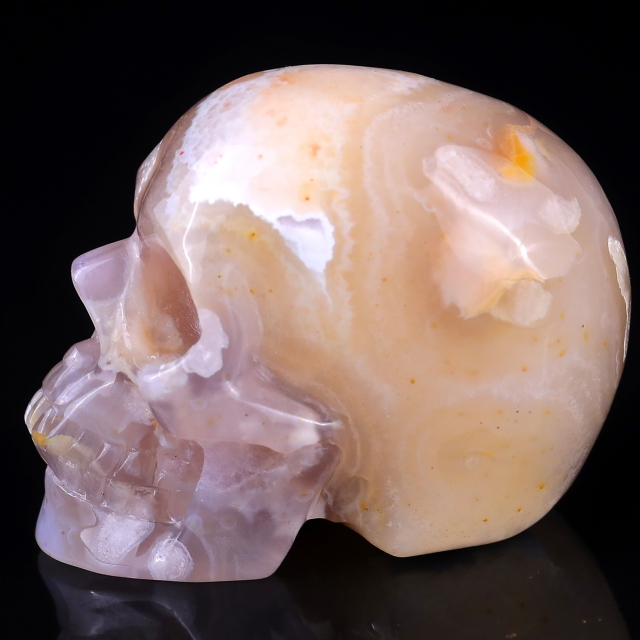 2.8" Sakura Agate Hand Carved Crystal Realistic Skull Sculpture