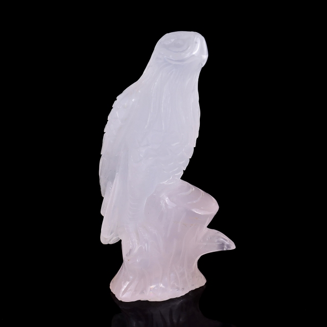 5.2" Rose Quartz Hand Carved Crystal Parrot Sculpture - Healing Crystal Decor