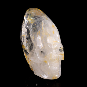 5-inch Hand Carved Ghost Clear Quartz Skull - Spiritual Symbolism Gemstone Sculpture for Collection & Décor