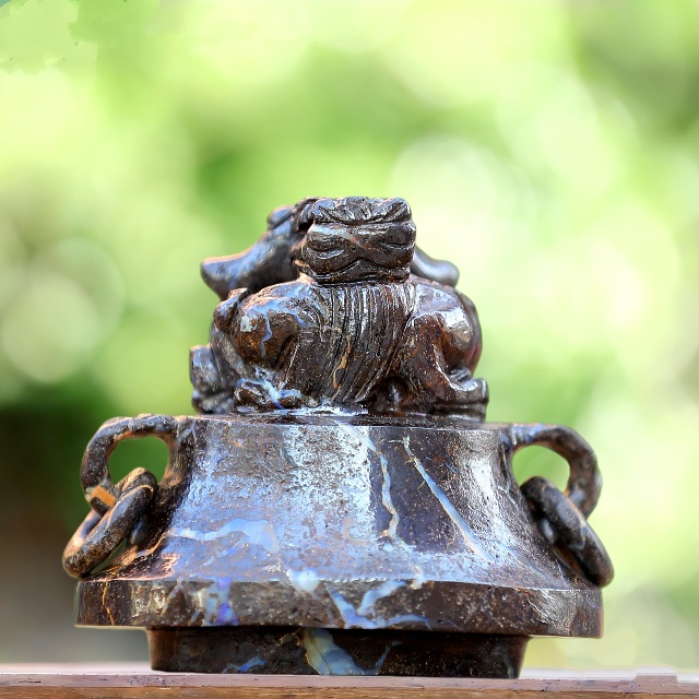 8.7” Natural Opal Hand Carved Crystal Vase with Lid - Healing Stone