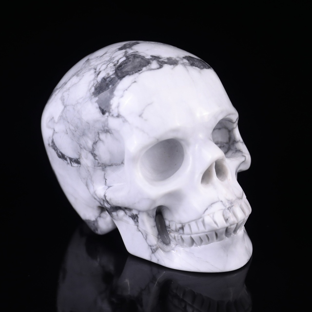 3.0" Howlite Hand Carved Crystal Realistic Skull Sculpture