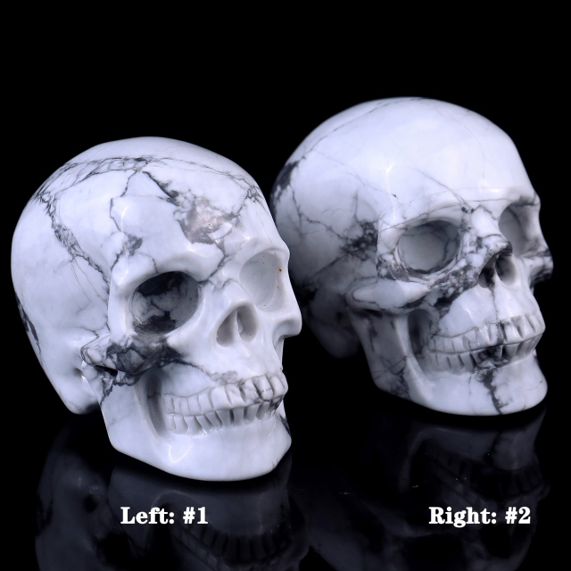3.0" Howlite Hand Carved Crystal Realistic Skull Sculpture