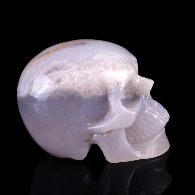 3.0" Natural Agate Hand Carved Crystal Realistic Skull Sculpture