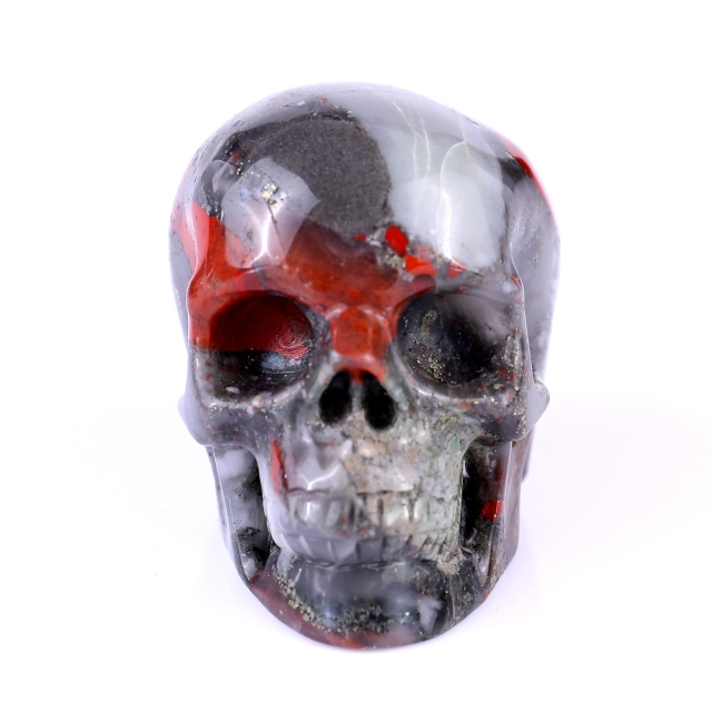 3.0" African Blood Stone Hand Carved Crystal Realistic Skull Sculpture