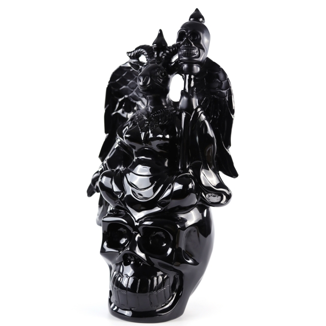 Massive 15.3" Black Obsidian Crystal Skull – Hand Carved Realistic King Sculpture