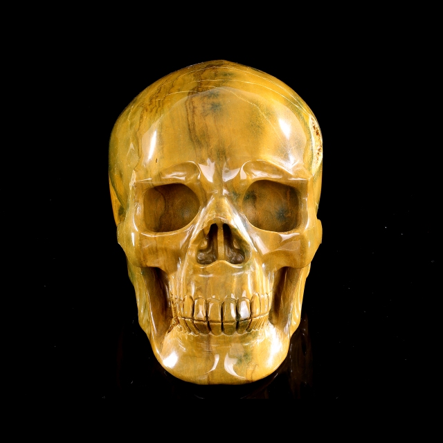 Ocean Jasper Skull - Hand-Carved Natural Crystal Skull, Unique Gemstone Artifact for Collectors, Home Decoration & Energy Healing