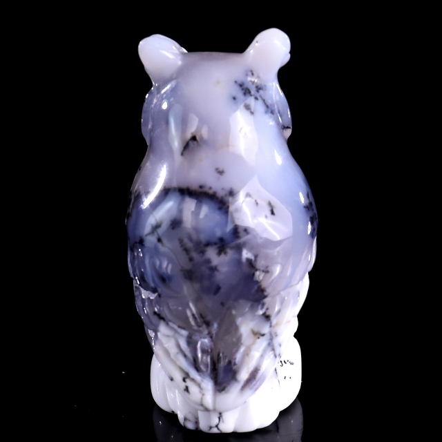2.0" White Opal Hand Carved Crystal Owl Sculpture