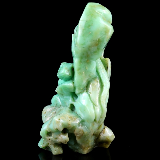 5.2" Green Opal Hand Carved Crystal Lizard Sculpture