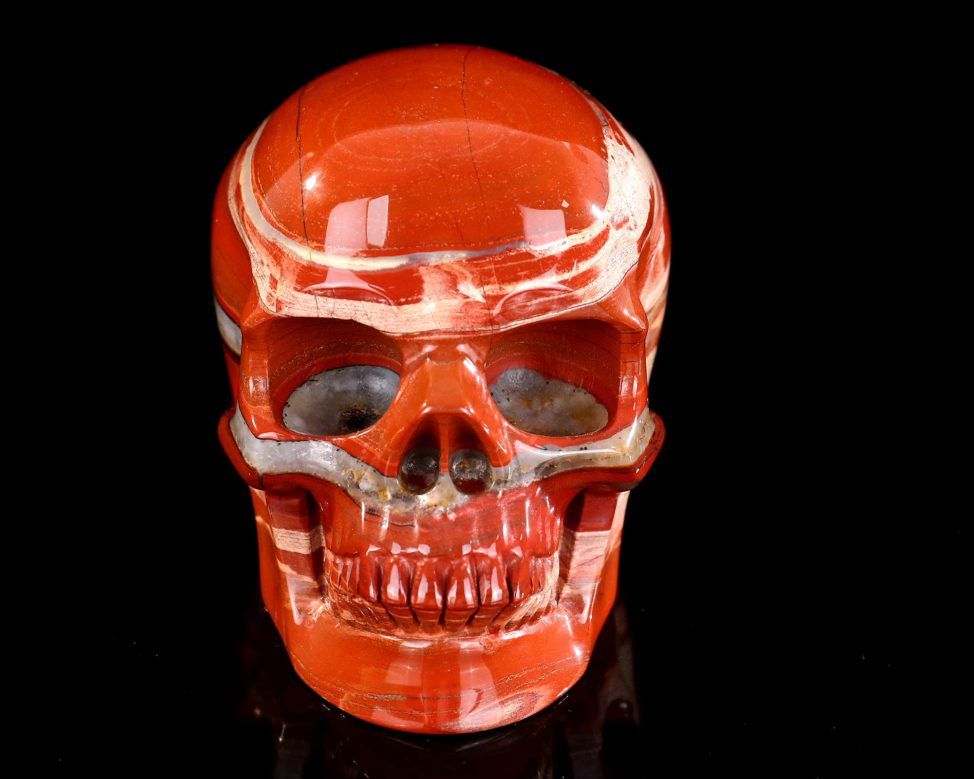 Natural Red Jasper Crystal Skull Carving Handcrafted Gemstone Skull Figurine