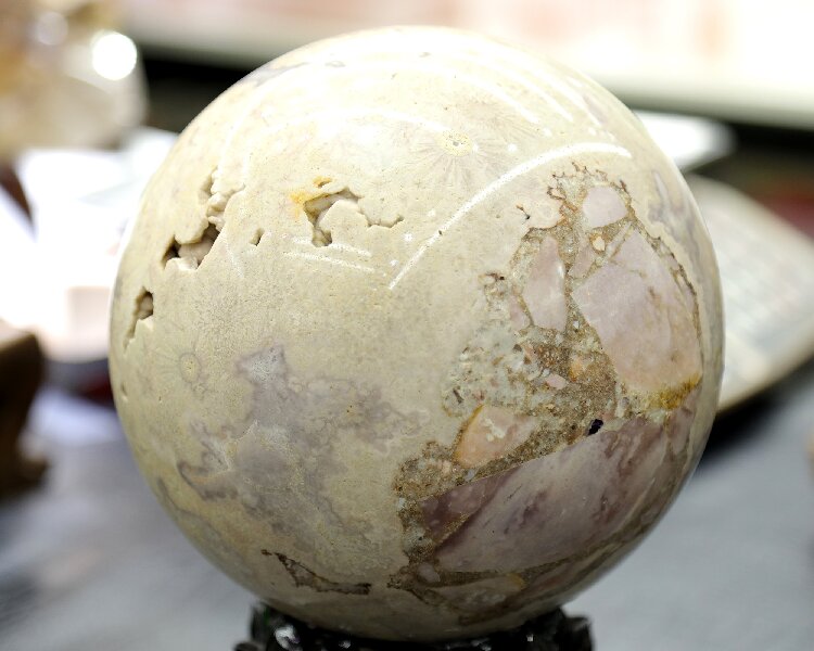 Handmade Amethyst Cherry Blossom Sphere - Healing Crystal for Calming Energy