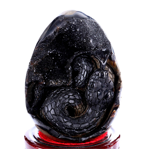 Hand Carved Dragon Septarian Stone Cave Snake Statue Natural Gemstone Ornament