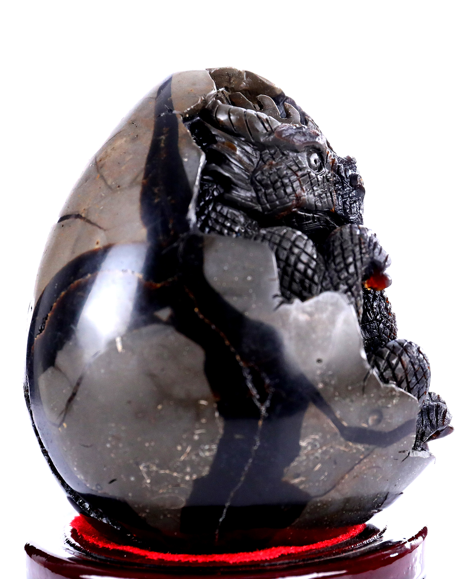 Natural Dragon Septarian Stone Dinosaur Carving Handmade Crystal Decor Figurine