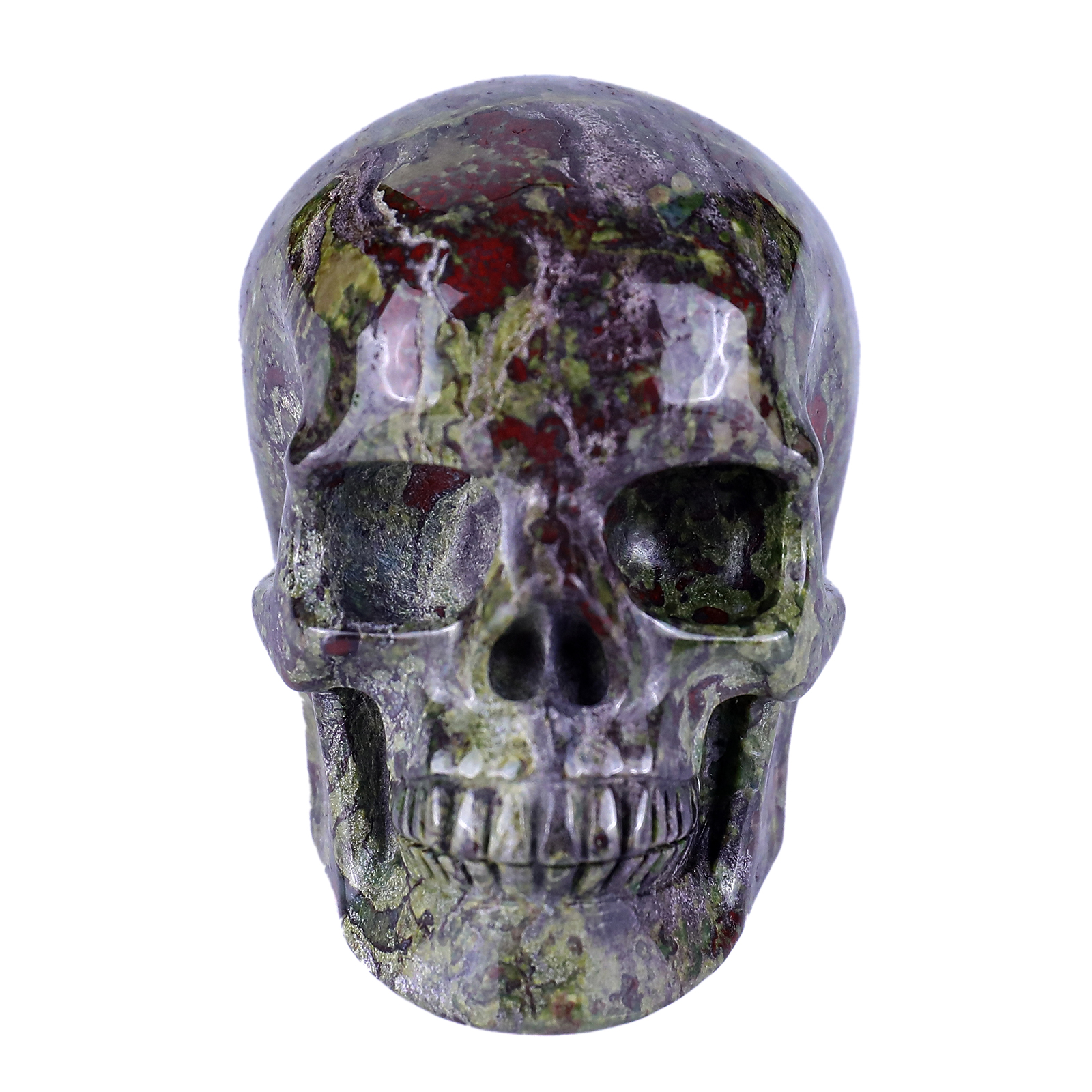 Unique 6.3" Amethyst Druse Agate Hand Carved Mineral Specimen Skull with Horn Sculpture