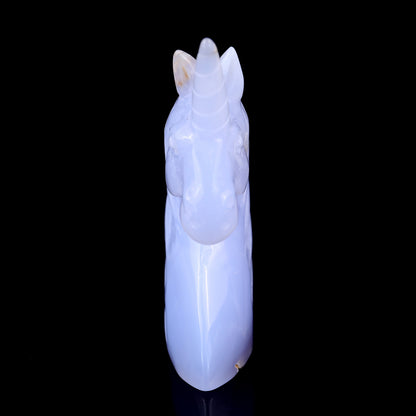 3.9" Blue Chalcedony Hand Carved Crystal Unicorn Sculpture