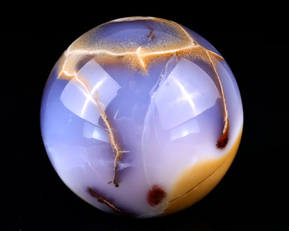 Nice 85mm Blue Chalcedony Hand Carved Crystal Sphere