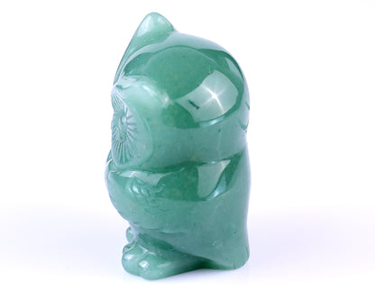 2.0" Green Aventurine Hand Carved Crystal Owl Sculpture