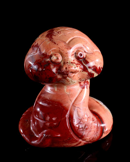 2.4" Red Jasper Hand Carved Crystal Baby Snake Sculpture