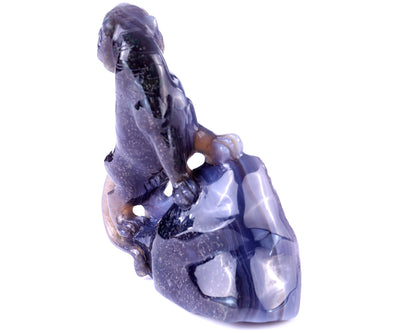 5.8" Geode Agate Hand Carved Crystal Tiger Sculpture