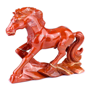 6.1" Red Jasper Hand Carved Crystal Horse Sculpture
