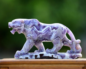Amazing 9.6" Dream Amethyst Hand Carved Crystal Tiger Sculpture